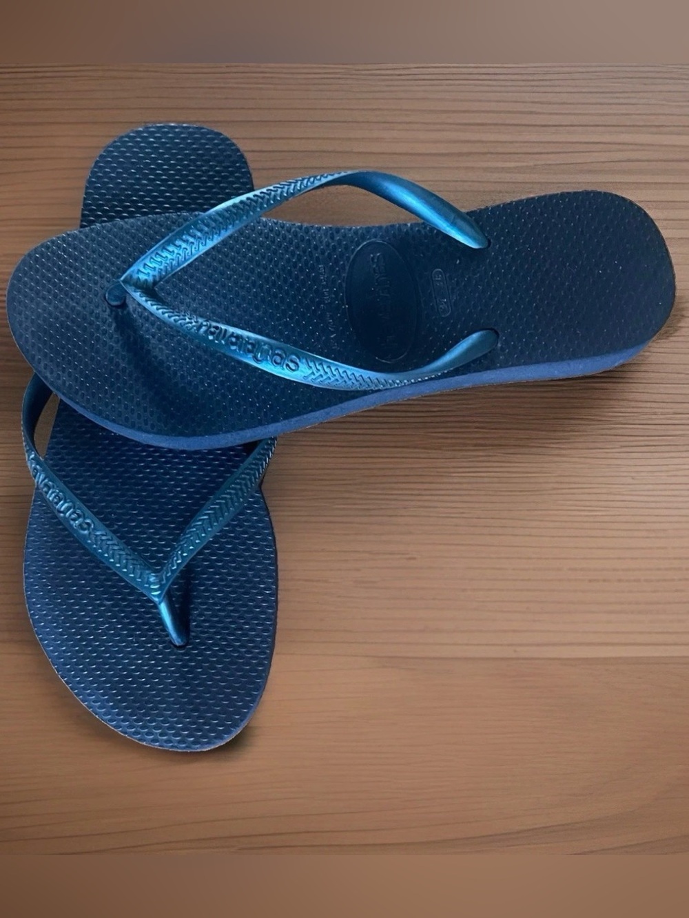Havaianas Flip-Flops Slim Metallic Blue Green Teal Size: US: 7/8 EU: 37/38 EUC